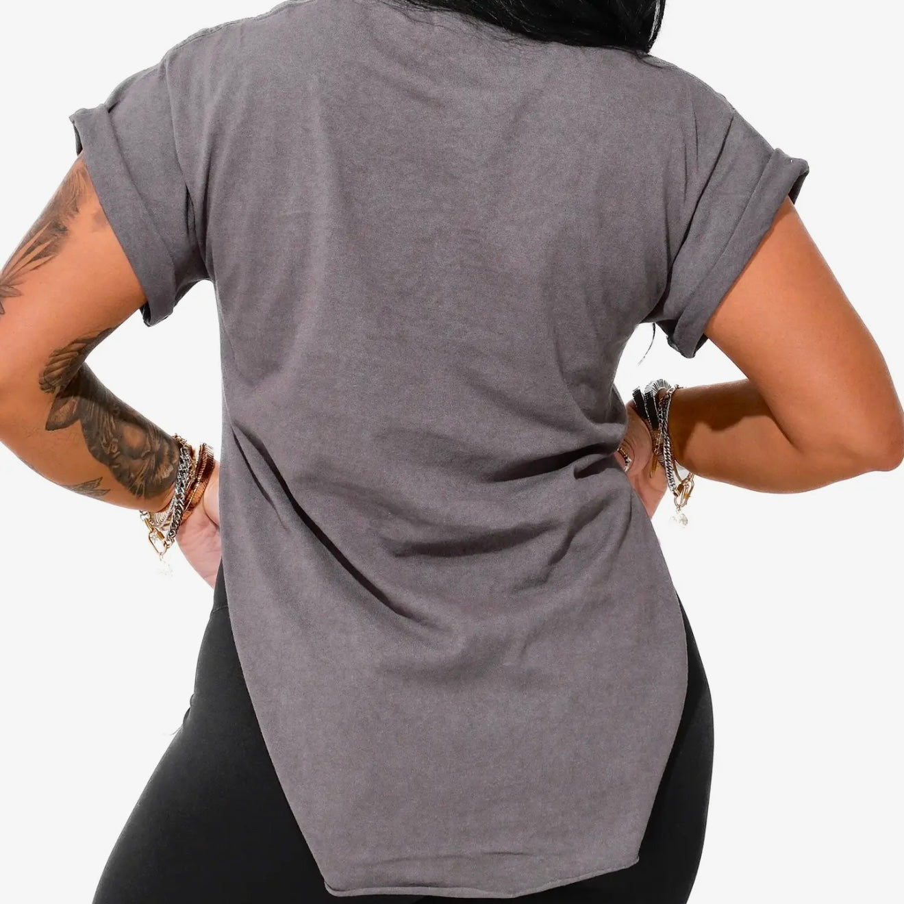 Side Slit Tee - Stone